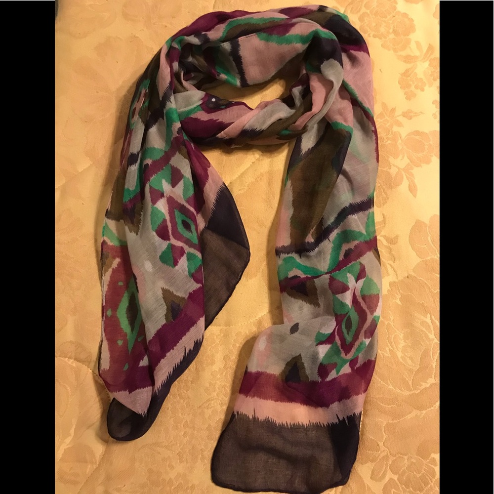 Large scarf. Fall colors-brown/purple/pink/green.